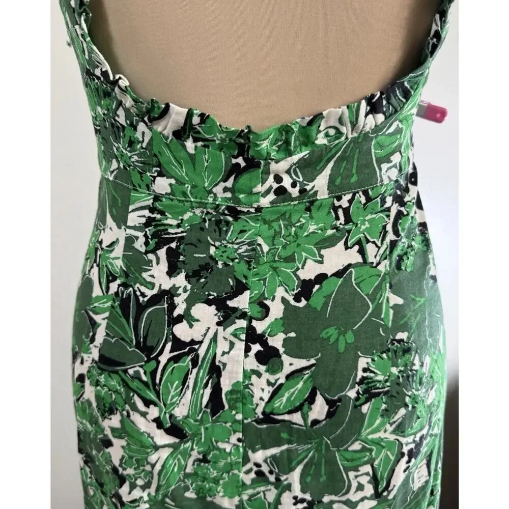 Free People Green Floral Linen Blend Midi Dress Festival Resort Boho | Worn Once - Picture 9 of 11